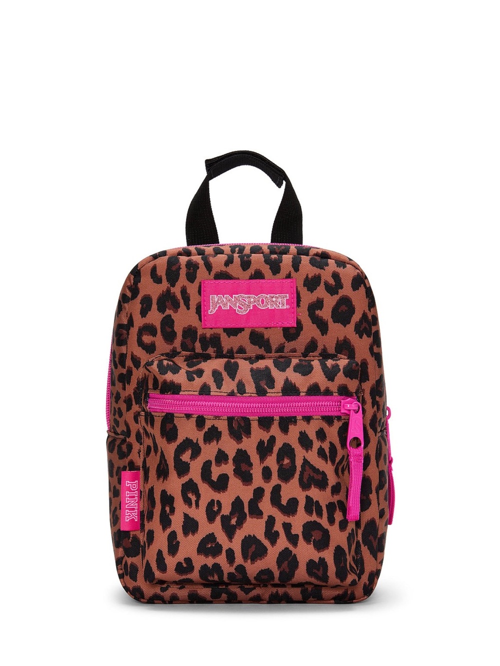 Jansport  Leopard Mini Backpack in Brown with Pink Accents lunch bag